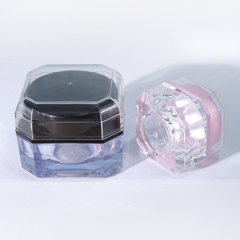 Octagonal Plastic Octagonal Shape Plastic Double Wall Jars 5g 15g Transparent Cream Jar ...