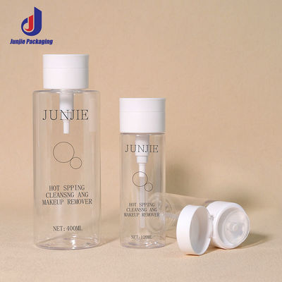 PET Cosmetic Bottle 100ml 120ml 400ml Makeup Remover Bottle With Round Flat Top