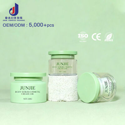 Cream Jar Container Wide Mouth Plastic Cosmetic Round Bottom Green 50/100/200ml PET Cream Jar Hair Body Butter Container